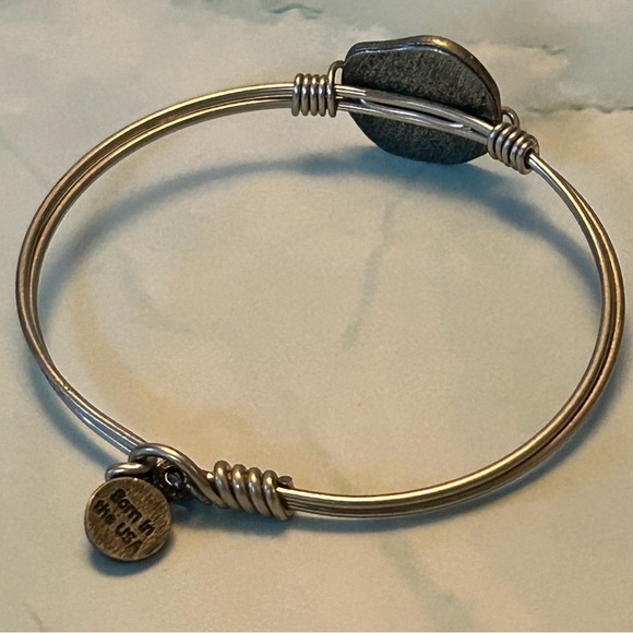 Luca & Danni Silver Tone Initial 'K' Stamp Bangle Bracelet - Picture 3 of 3